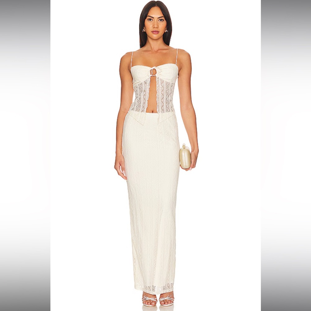 Revolve Lali Maxi Skirt Set in Ivory by MORE TO COME